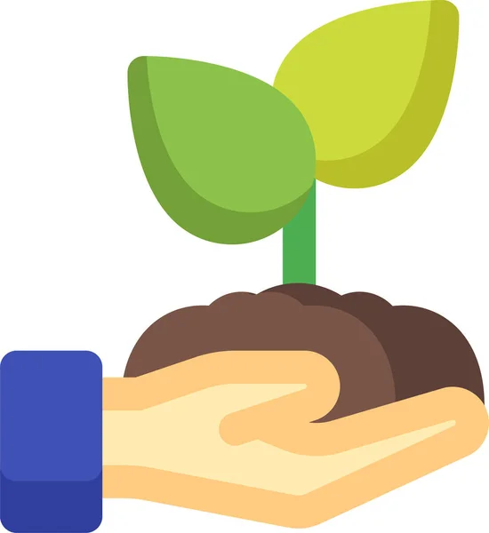 Hand Plant Ecologie Icoon Platte Stijl — Stockvector