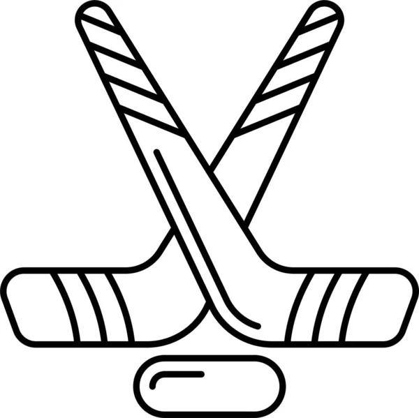 Juego Icono Hockey Sobre Hielo Estilo Esquema — Archivo Imágenes Vectoriales