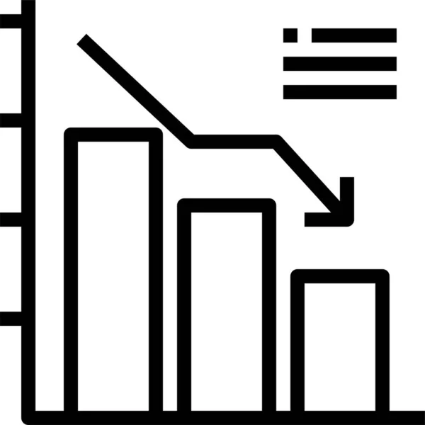 Ikona Sloupcového Grafu Dolů Stylu Osnovy — Stockový vektor