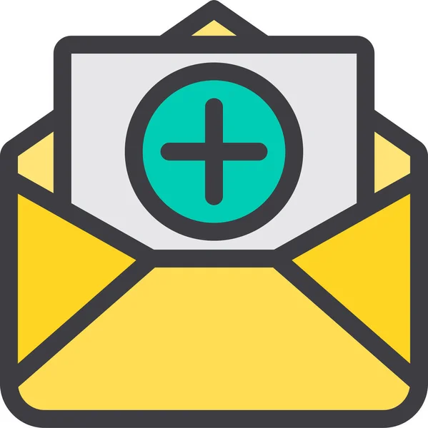 Přidat Ikonu Komunikačního Mailu Stylu Vyplněného Osnovy — Stockový vektor