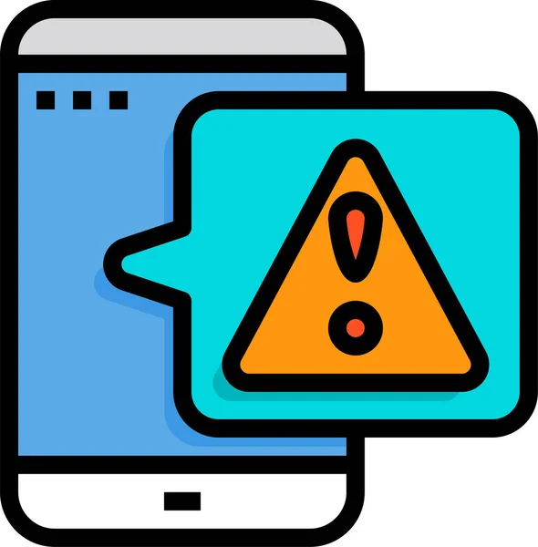 Warning Alert Mobile Icon Filled Outline Style — Stock Vector