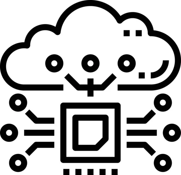 Chip Nube Base Datos Icono Estilo Esquema — Vector de stock