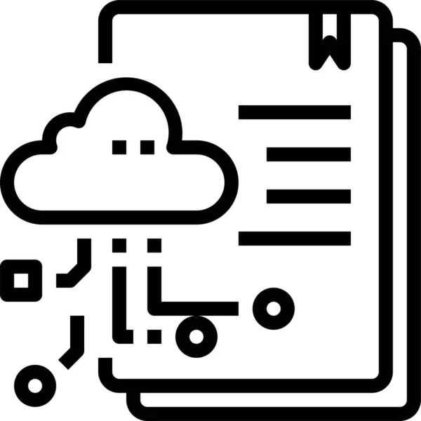 Cloud Database Doccument Icon Outline Style — 스톡 벡터