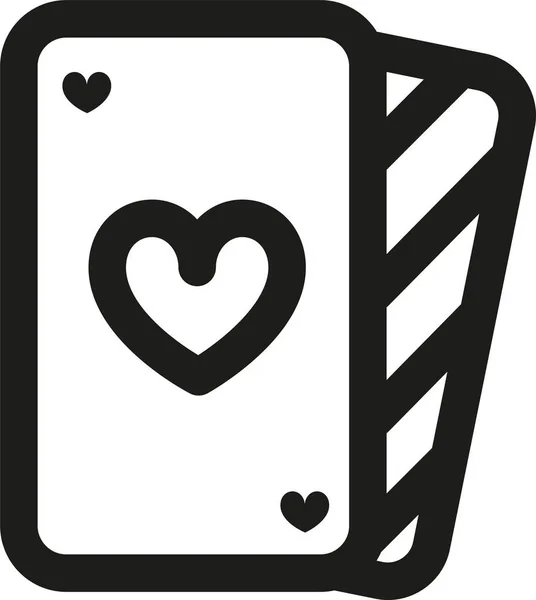 Carte Cartes Coeur Icône Dans Style Contour — Image vectorielle