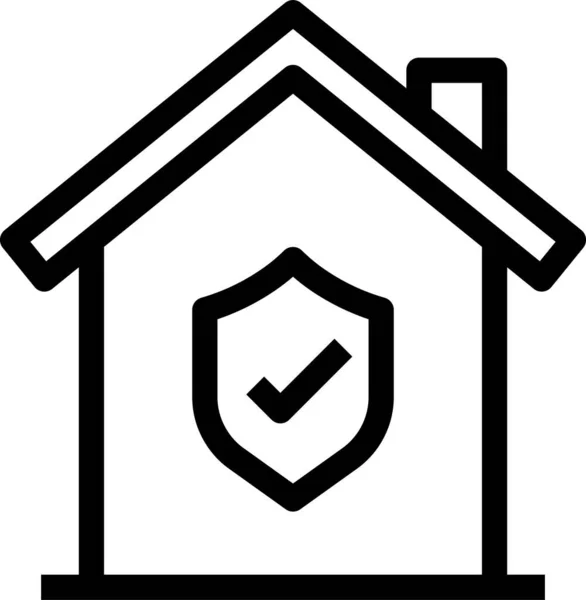 Casa Propiedad Icono Caja Fuerte Estilo Esquema — Vector de stock