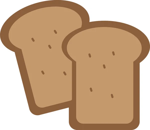 Pečený Chléb Snídaně Ikona Plochém Stylu — Stockový vektor