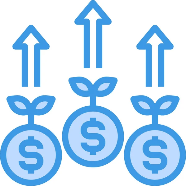Argent Croissance Flèche Icône — Image vectorielle