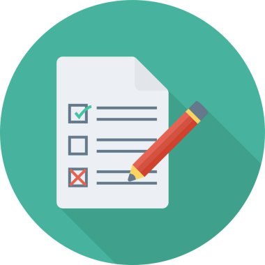 check checkbox checklist icon in long-shadow style clipart