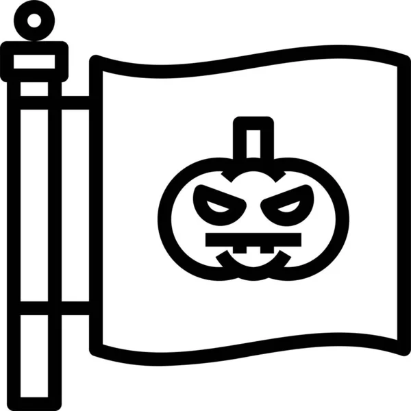 Drapeau Halloween Fête Icône Dans Style Contour — Image vectorielle