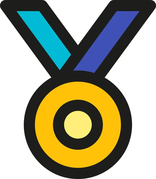Μετάλλιο Σήμα Χρυσό Εικονίδιο Στυλ Γεμάτο Περίγραμμα — Διανυσματικό Αρχείο