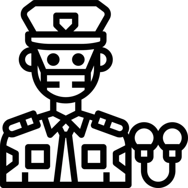 Policier Avatar Occupation Icône Dans Style Contour — Image vectorielle