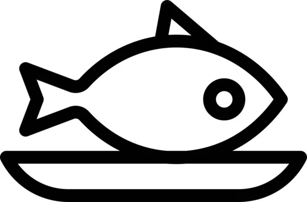 Cookedfish Ícone Peixe Jantar Estilo Esboço —  Vetores de Stock