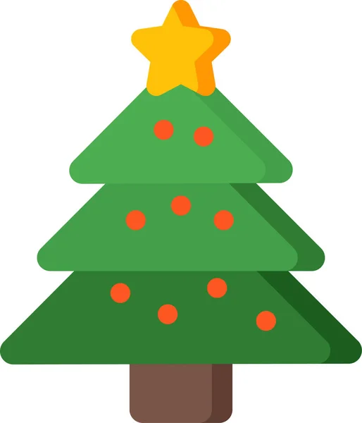 Ícone Decoração Árvore Natal Estilo Plano — Vetor de Stock