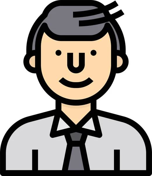 Avatar Business Man Icon Filled Outline Style — Stock Vector