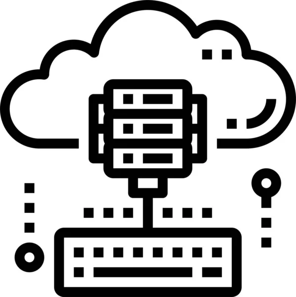 Ikona Databáze Cloudové Komunikace Stylu Osnovy — Stockový vektor