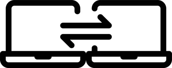 Иконка Ноутбука Обмена Данными Стиле Контура — стоковый вектор
