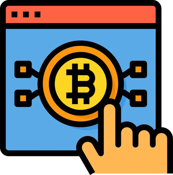 Site Bitcoin Icône Crypto Monnaie Dans Style Contour Rempli — Image vectorielle