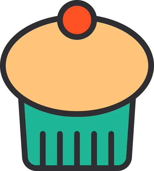 Τούρτα Κρέμα Εικονίδιο Cupcake Στυλ Γεμάτο Περίγραμμα — Διανυσματικό Αρχείο