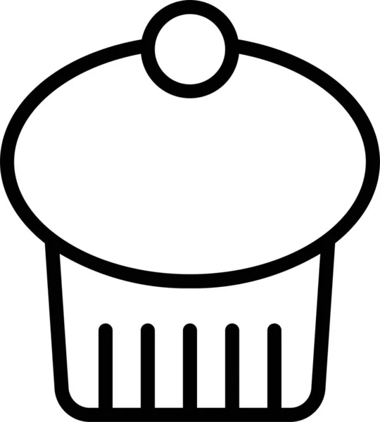 Pastel Crema Cupcake Icono Estilo Esquema — Vector de stock