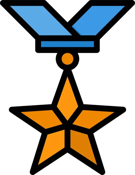 Medalha Ícone Emblema Recompensa Estilo Esboço Preenchido — Vetor de Stock