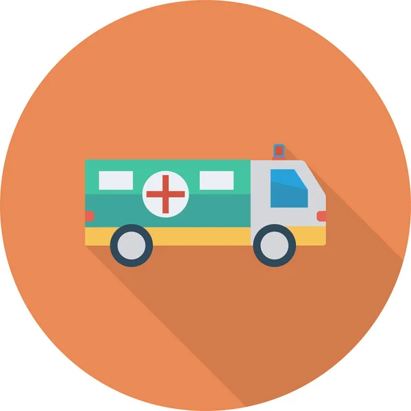 Ambulans Auto Medicinsk Ikon Lång Skugga Stil — Stock vektor
