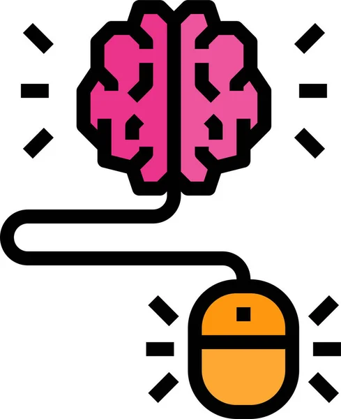 Ikona Wyobraźni Kliknięcie Mózgu Stylu Wypełniony Zarys — Wektor stockowy