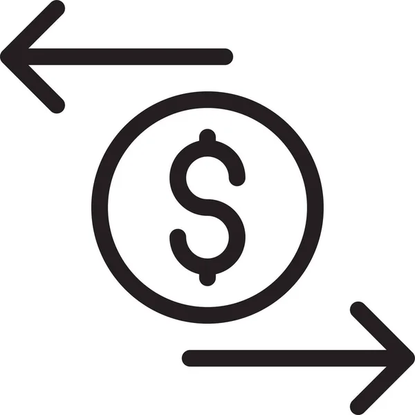 Ikona Dolara Monety Zarysie — Wektor stockowy