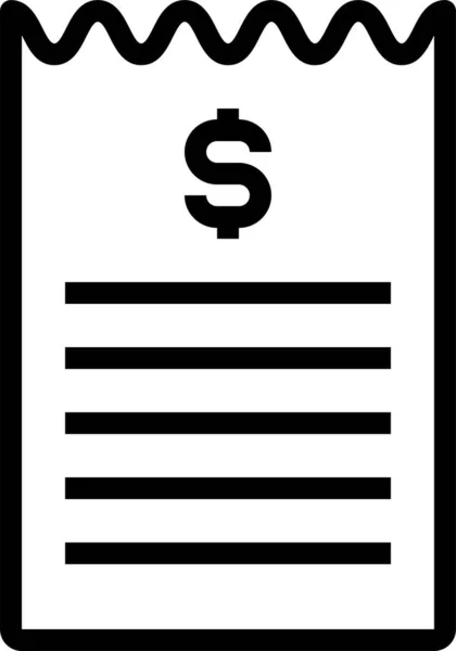Ikona Płatności Otrzymanej Rachunku Zarysie — Wektor stockowy