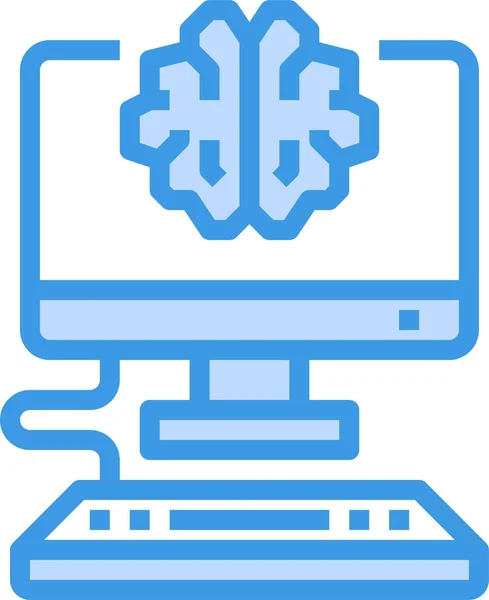 Artificial Brain Computer Icon Computer Hardware Category — Stock Vector