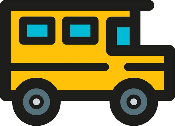 バススクールブックアイコンをフルアウトライン形式で表示 — ストックベクタ