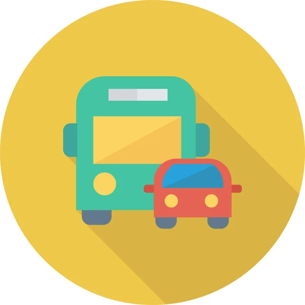 Автобусна Іконка Автомобіля Стилі Довгої Тіні — стоковий вектор