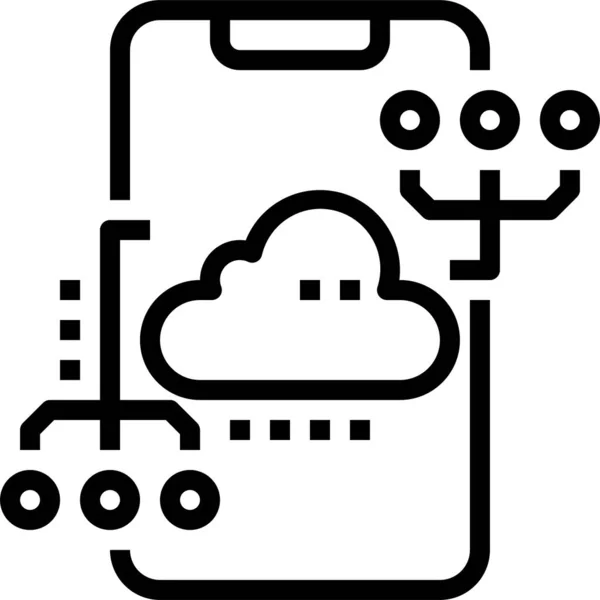 Cloud Connection Database Icon Outline Style — Stock Vector