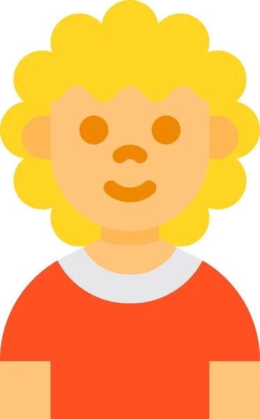 Niño Icono Pelo Largo — Vector de stock