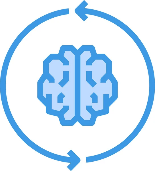 Icono Inspiración Imaginación Cerebral Estilo Contorno Lleno — Vector de stock