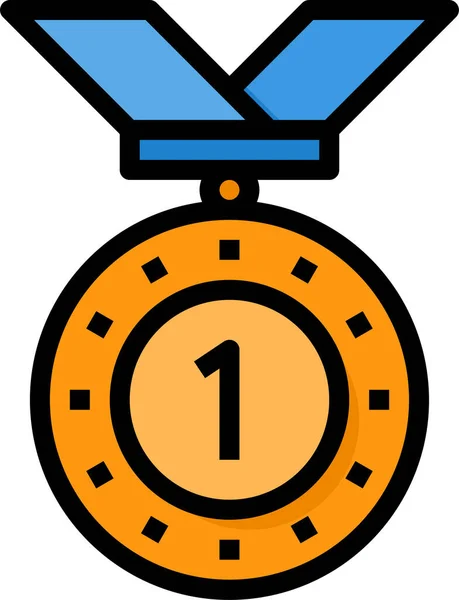 Medaile Odměna První Ikona Stylu Vyplněného Osnovy — Stockový vektor
