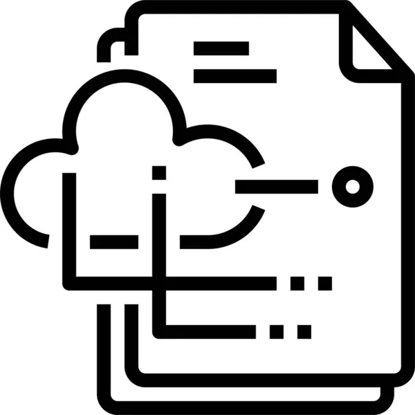 Icône Document Business Cloud Dans Style Contour — Image vectorielle