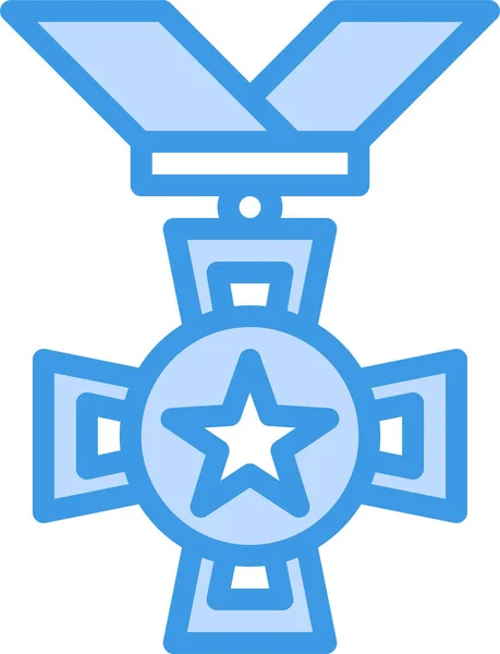 Medaile Odměna Badgeprize Ikona Vyplněném Stylu — Stockový vektor