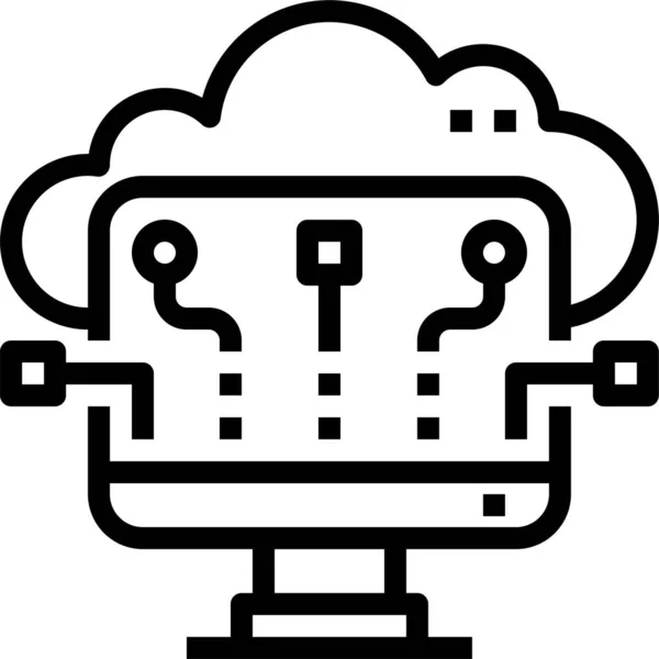 Cloud Computer Datenbank Symbol Outline Stil — Stockvektor