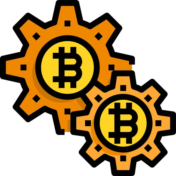 Цифровая Икона Криптовалюты Bitcoin Стиле Filled Outline — стоковый вектор