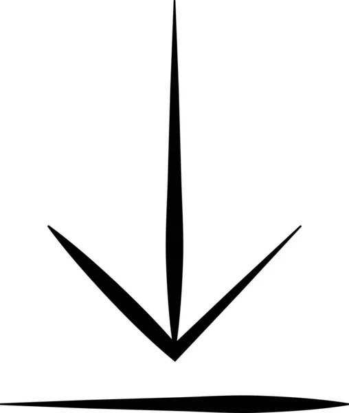 Flèche Vers Bas Icône Téléchargement Dans Style Dessiné Main — Image vectorielle
