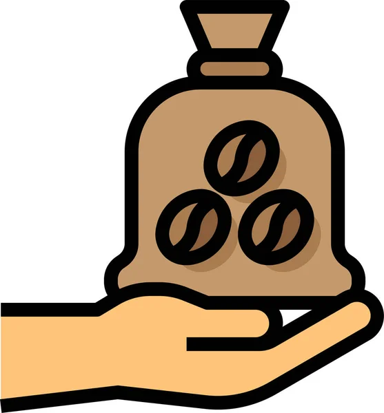 Bohnen Kaffee Hand Symbol — Stockvektor