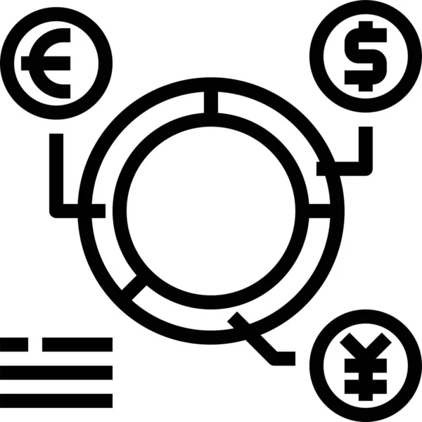 分析银行货币图标的轮廓风格 — 图库矢量图片