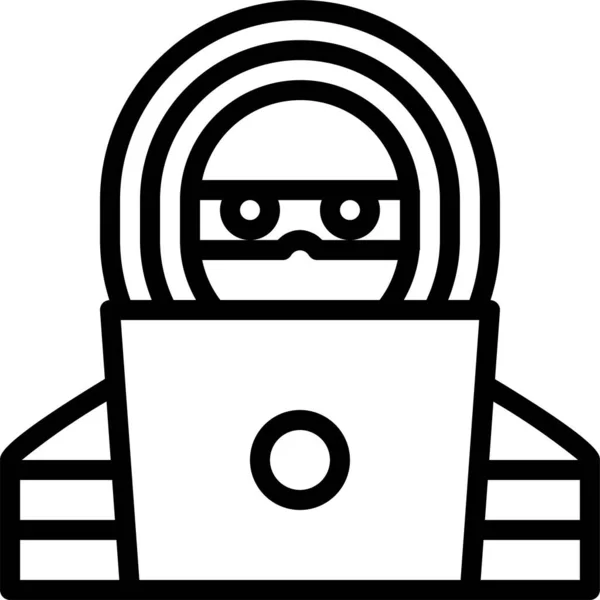 Ikona Bezpieczeństwa Hakera Przestępczości Zarysie — Wektor stockowy