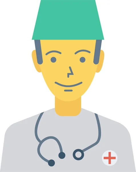Avatar Médecin Icône Masculine Dans Style Plat — Image vectorielle