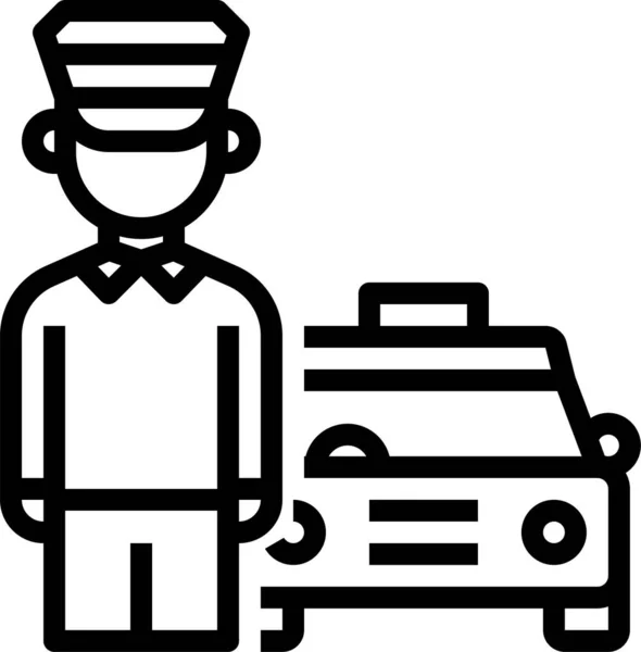 Icona Del Taxi Del Conducente Del Cliente Nella Categoria Veicoli — Vettoriale Stock