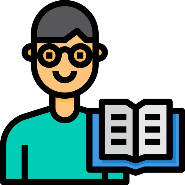 Book Man Reader Icon Avatar Category — Stock Vector