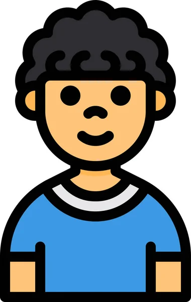 Boy Curly Hair Icon Filled Outline Style — Stock Vector