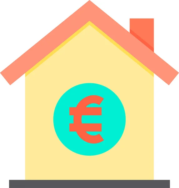 Ευρώ Home Money Εικονίδιο Επίπεδη Στυλ — Διανυσματικό Αρχείο