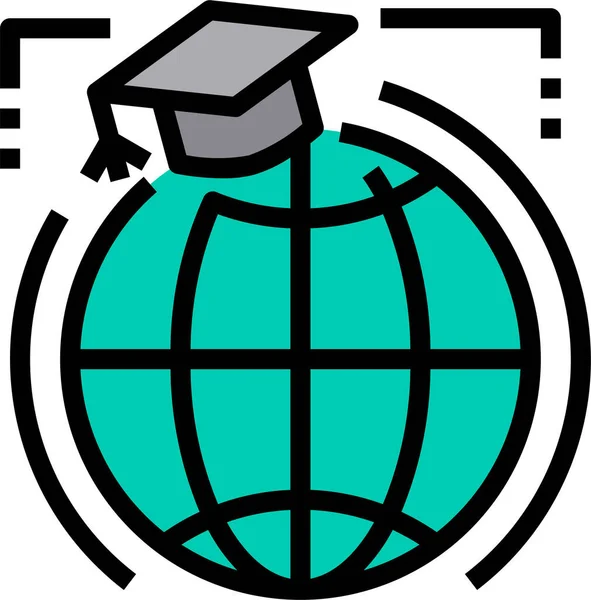 Ícono Aprendizaje Global Educación Estilo Esquema Completo — Vector de stock
