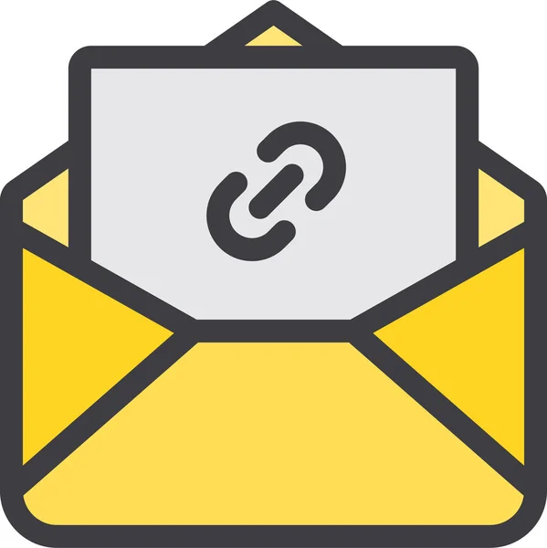 Allegare Icona Comunicazione Mail Stile Contorno Riempito — Vettoriale Stock